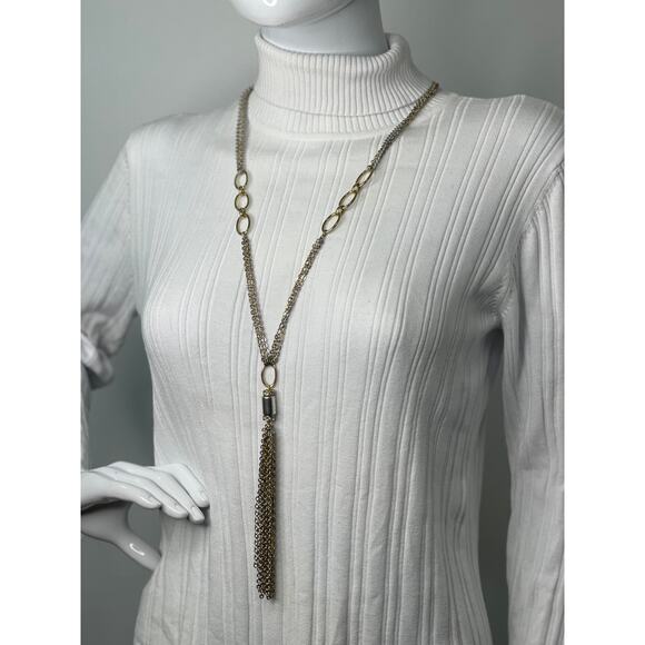 Chico's Jewelry - Chico's gold tone necklace long mixed metals silver gold costume jewelry trendy